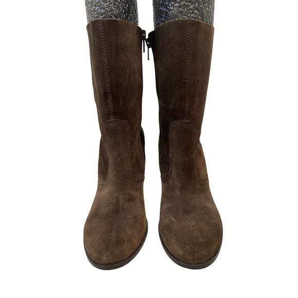 Anthropologie EDDA Suede Leather Ankle Boots Block Heel Western Vintage Size 6 - Picture 2 of 10